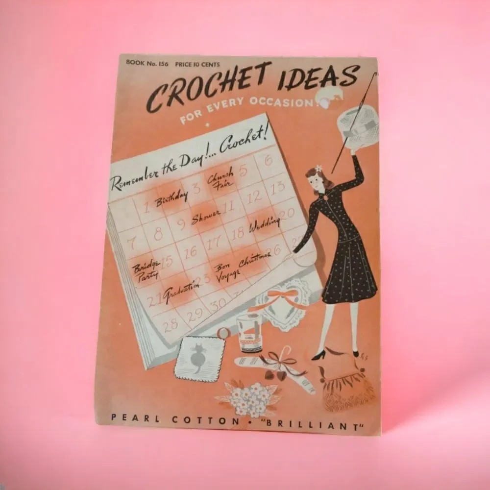 Vtg Crochet Ideas For Every Occasion Book # 156 1940 Ephemera Doily Ornaments‎